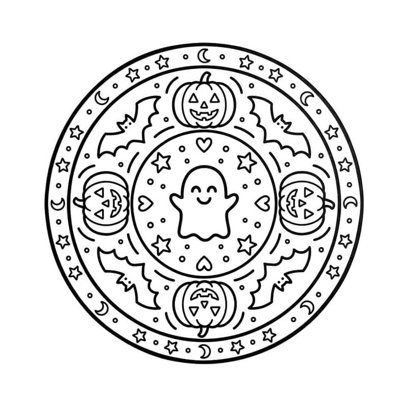 Fise de colorat cu Mandala de Halloween imprimabil gratuit