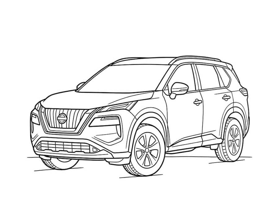 Fise de colorat cu Nissan imprimabil gratuit simplu