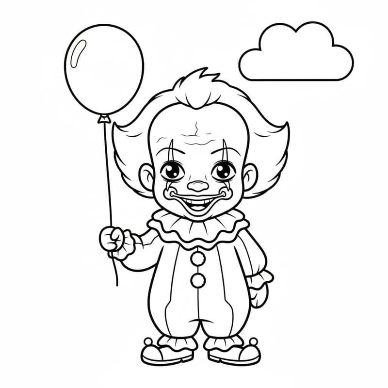 Fise de colorat cu Pennywise gratuit pentru copii
