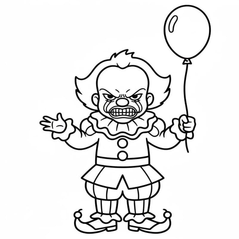 Fise de colorat cu Pennywise gratuit simplu