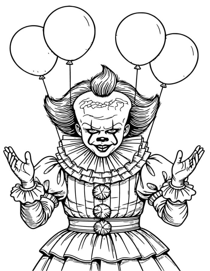 Fise de colorat cu Pennywise imprimabil gratuit bazic