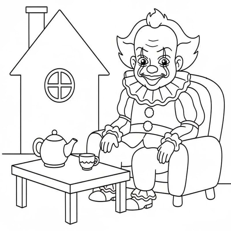 Fise de colorat cu Pennywise imprimabil gratuit pentru copii