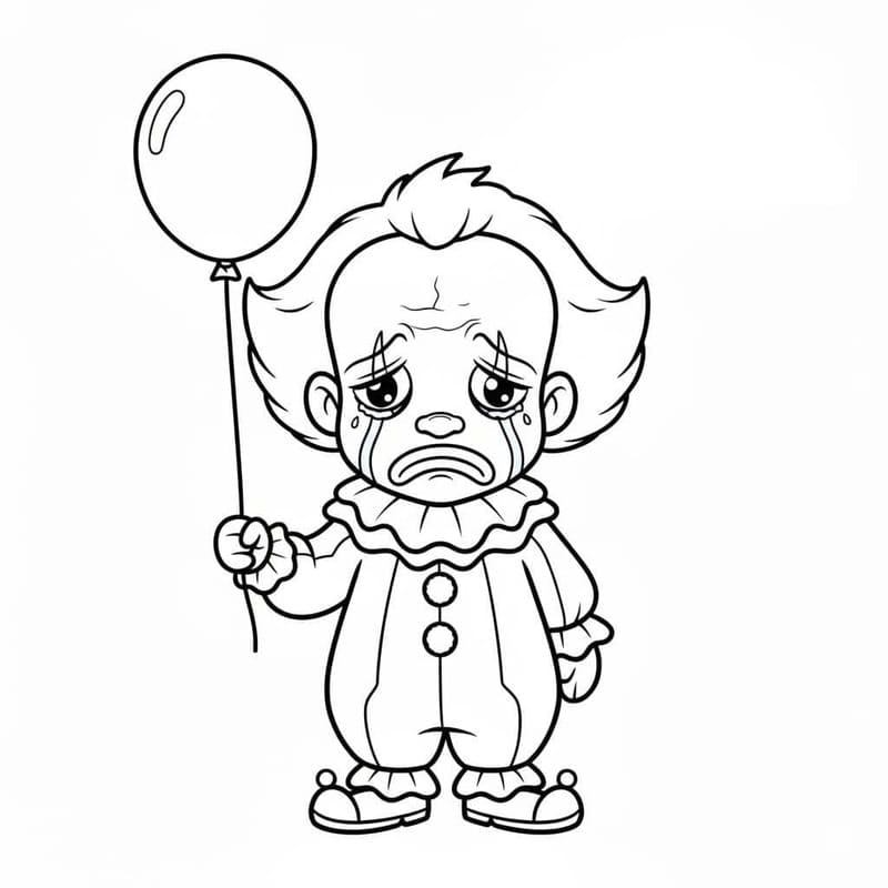 Fise de colorat cu Pennywise imprimabil gratuit uşor