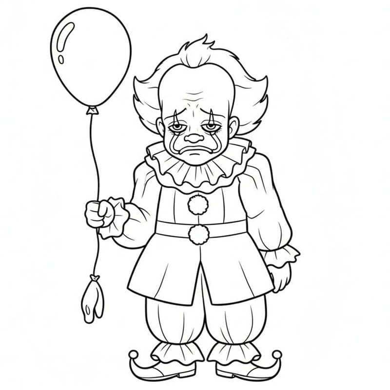 Fise de colorat cu Pennywise imprimabil simplu