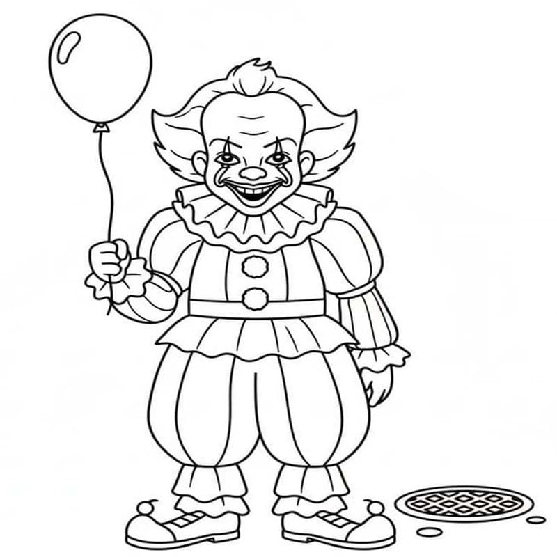 Fise de colorat cu Pennywise pentru copii