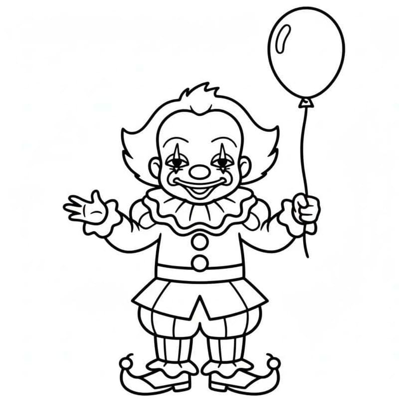 Fise de colorat cu Pennywise uşor la copii