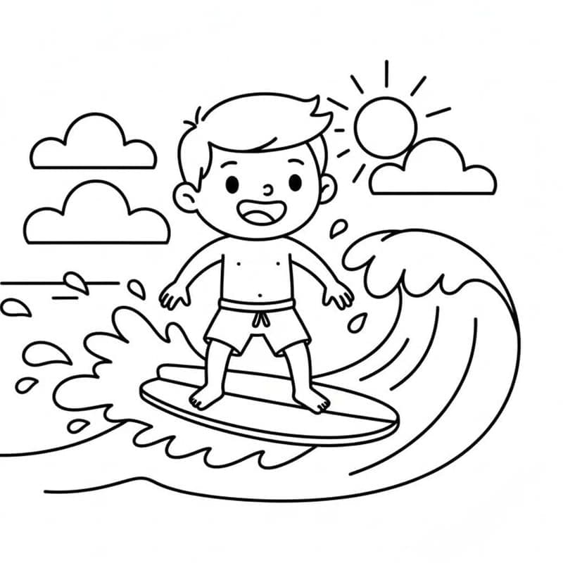 Fise de colorat cu Surfing gratuit bazic