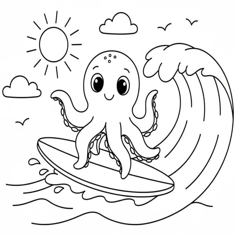 Fise de colorat cu Surfing gratuit pentru copii