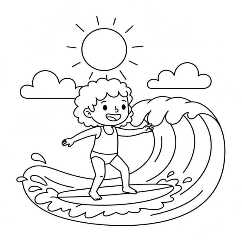 Fise de colorat cu Surfing gratuit