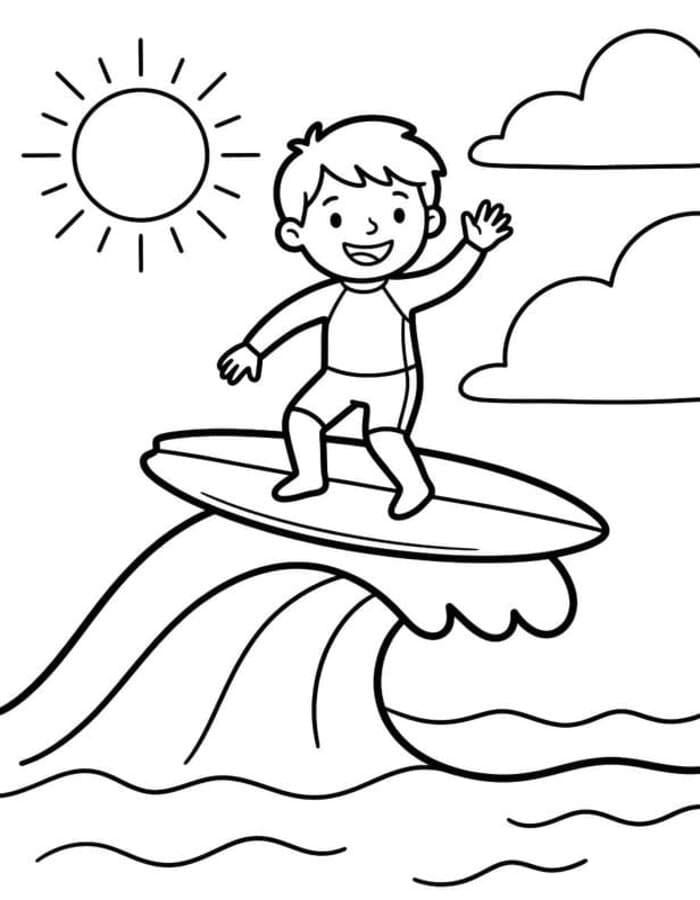 Fise de colorat cu Surfing imprimabil