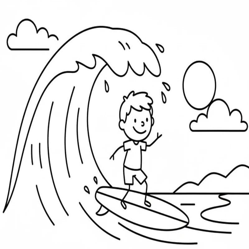 Fise de colorat cu Surfing pentru copii